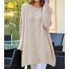 imagechouyatou Women Fall Cable Knit Pullover Sweater Tunic or Tops to Wear with Leggings Loose Chunky SweaterApricot