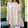 imagechouyatou Women Fall Cable Knit Pullover Sweater Tunic or Tops to Wear with Leggings Loose Chunky SweaterApricot