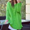 imagechouyatou Women Fall Cable Knit Pullover Sweater Tunic or Tops to Wear with Leggings Loose Chunky SweaterGreen