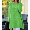 imagechouyatou Women Fall Cable Knit Pullover Sweater Tunic or Tops to Wear with Leggings Loose Chunky SweaterGreen