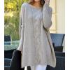imagechouyatou Women Fall Cable Knit Pullover Sweater Tunic or Tops to Wear with Leggings Loose Chunky SweaterGrey