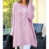 imagechouyatou Women Fall Cable Knit Pullover Sweater Tunic or Tops to Wear with Leggings Loose Chunky SweaterPink