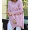 imagechouyatou Women Fall Cable Knit Pullover Sweater Tunic or Tops to Wear with Leggings Loose Chunky SweaterPink