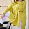 imagechouyatou Women Fall Cable Knit Pullover Sweater Tunic or Tops to Wear with Leggings Loose Chunky SweaterYellow