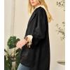 imagechouyatou Women Fall Notch Lapel Faux Suede Leather Trench Coat Overcoat Business Casual Midi Long Pea CoatBlack