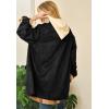 imagechouyatou Women Fall Notch Lapel Faux Suede Leather Trench Coat Overcoat Business Casual Midi Long Pea CoatBlack