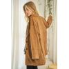 imagechouyatou Women Fall Notch Lapel Faux Suede Leather Trench Coat Overcoat Business Casual Midi Long Pea CoatBrown