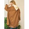 imagechouyatou Women Fall Notch Lapel Faux Suede Leather Trench Coat Overcoat Business Casual Midi Long Pea CoatBrown