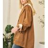 imagechouyatou Women Fall Notch Lapel Faux Suede Leather Trench Coat Overcoat Business Casual Midi Long Pea CoatBrown