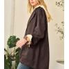 imagechouyatou Women Fall Notch Lapel Faux Suede Leather Trench Coat Overcoat Business Casual Midi Long Pea CoatCoffee