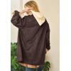 imagechouyatou Women Fall Notch Lapel Faux Suede Leather Trench Coat Overcoat Business Casual Midi Long Pea CoatCoffee