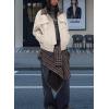 imagechouyatou Women Fall Western Faux Leather Suede Bomber Jacket Casual Motorcycle Jacket Zip Up Barn JacketOffwhite
