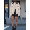 imagechouyatou Women Fall Western Faux Leather Suede Bomber Jacket Casual Motorcycle Jacket Zip Up Barn JacketOffwhite