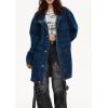 imagechouyatou Women Fall Western Utility Jean Jacket Oversized Distressed Y2K Long Denim Jacket Trench CoatDark Blue