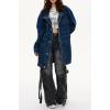imagechouyatou Women Fall Western Utility Jean Jacket Oversized Distressed Y2K Long Denim Jacket Trench CoatDark Blue