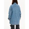 imagechouyatou Women Fall Western Utility Jean Jacket Oversized Distressed Y2K Long Denim Jacket Trench CoatLight Blue