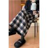 imagechouyatou Women Fall Winter Elastic High Waist Plaid Skirt ALine Maxi Long Wool Pencil Skirt with SplitBlack