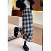 imagechouyatou Women Fall Winter Elastic High Waist Plaid Skirt ALine Maxi Long Wool Pencil Skirt with SplitBlack