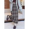 imagechouyatou Women Fall Winter Elastic High Waist Plaid Skirt ALine Maxi Long Wool Pencil Skirt with SplitBrown