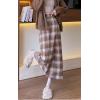 imagechouyatou Women Fall Winter Elastic High Waist Plaid Skirt ALine Maxi Long Wool Pencil Skirt with SplitKhaki