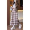 imagechouyatou Women Fall Winter Elastic High Waist Plaid Skirt ALine Maxi Long Wool Pencil Skirt with SplitKhaki