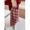 imagechouyatou Women Fall Winter Elastic High Waist Plaid Skirt ALine Maxi Long Wool Pencil Skirt with SplitRed