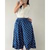 imagechouyatou Women Polka Dot Printed Wide Leg Cotton Pants Loose Elastic Waist Palazzo Trousers with PocketsDark Blue