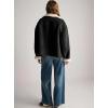 imagechouyatou Women Shawl Collar Sherpa Lined Faux Suede Leather Jacket Motorcycyle Dressy Casual Winter CoatBlack