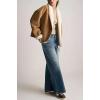 imagechouyatou Women Shawl Collar Sherpa Lined Faux Suede Leather Jacket Motorcycyle Dressy Casual Winter CoatKhaki