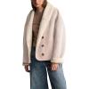 imagechouyatou Women Shawl Collar Sherpa Lined Faux Suede Leather Jacket Motorcycyle Dressy Casual Winter CoatPink