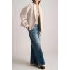 imagechouyatou Women Shawl Collar Sherpa Lined Faux Suede Leather Jacket Motorcycyle Dressy Casual Winter CoatPink