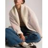 imagechouyatou Women Shawl Collar Sherpa Lined Faux Suede Leather Jacket Motorcycyle Dressy Casual Winter CoatPink