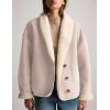 imagechouyatou Women Shawl Collar Sherpa Lined Faux Suede Leather Jacket Motorcycyle Dressy Casual Winter CoatPink