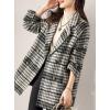 imagechouyatou Women Winter Notch Lapel Wool Blazer Trench Coat Plaid Double Breasted Business Causal PeacoatGrey