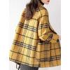 imagechouyatou Women Winter Notch Lapel Wool Blazer Trench Coat Plaid Double Breasted Business Causal PeacoatYellow