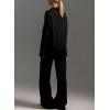 imagechouyatou Womens 2 Piece Lounge Sets Polo Collared Sweater Full Length Pant Two Piece Sweater Pant OutfitsBlack