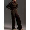 imagechouyatou Womens 2 Piece Lounge Sets Polo Collared Sweater Full Length Pant Two Piece Sweater Pant OutfitsCoffee