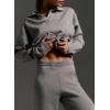 imagechouyatou Womens 2 Piece Lounge Sets Polo Collared Sweater Full Length Pant Two Piece Sweater Pant OutfitsGrey