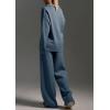 imagechouyatou Womens 2 Piece Lounge Sets Polo Collared Sweater Full Length Pant Two Piece Sweater Pant OutfitsHaze Blue