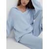 imagechouyatou Womens 2 Piece Lounge Sets Polo Collared Sweater Full Length Pant Two Piece Sweater Pant OutfitsLight Blue