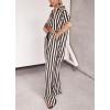 imagechouyatou Womens 2 Piece Lounge Sets Striped Shirt Pant Two Piece Outfits Loose Fit Comfy LoungewearBlack