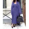 imagechouyatou Womens 2 Piece Outfits Open Front Maxi Cardigan Sweater and Cable Knit Bodycon Long Tank Dress SetsBlue