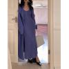 imagechouyatou Womens 2 Piece Outfits Open Front Maxi Cardigan Sweater and Cable Knit Bodycon Long Tank Dress SetsBlue