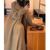 imagechouyatou Womens 2 Piece Outfits Open Front Maxi Cardigan Sweater and Cable Knit Bodycon Long Tank Dress SetsKhaki