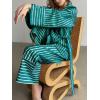 imagechouyatou Womens 2 Piece Striped Lounge Set Oversized Shirt and Wide Leg Cropped Pant Matching SetsGreen