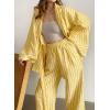 imagechouyatou Womens 2 Piece Striped Lounge Set Oversized Shirt and Wide Leg Cropped Pant Matching SetsYellow