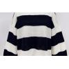 imagechouyatou Womens 2025 Color Block Striped Sweaters Crewneck Long Sleeve Casual Oversized Knitted Sweater TopsBlack and White