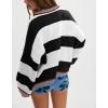 imagechouyatou Womens 2025 Color Block Striped Sweaters Crewneck Long Sleeve Casual Oversized Knitted Sweater TopsBlack and White