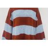 imagechouyatou Womens 2025 Color Block Striped Sweaters Crewneck Long Sleeve Casual Oversized Knitted Sweater TopsBlue and Brown