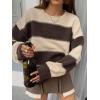 imagechouyatou Womens 2025 Contrast Striped Sweaters Y2k Vintage Pullover Sweater Slouchy Knit Jumper TopsApricot